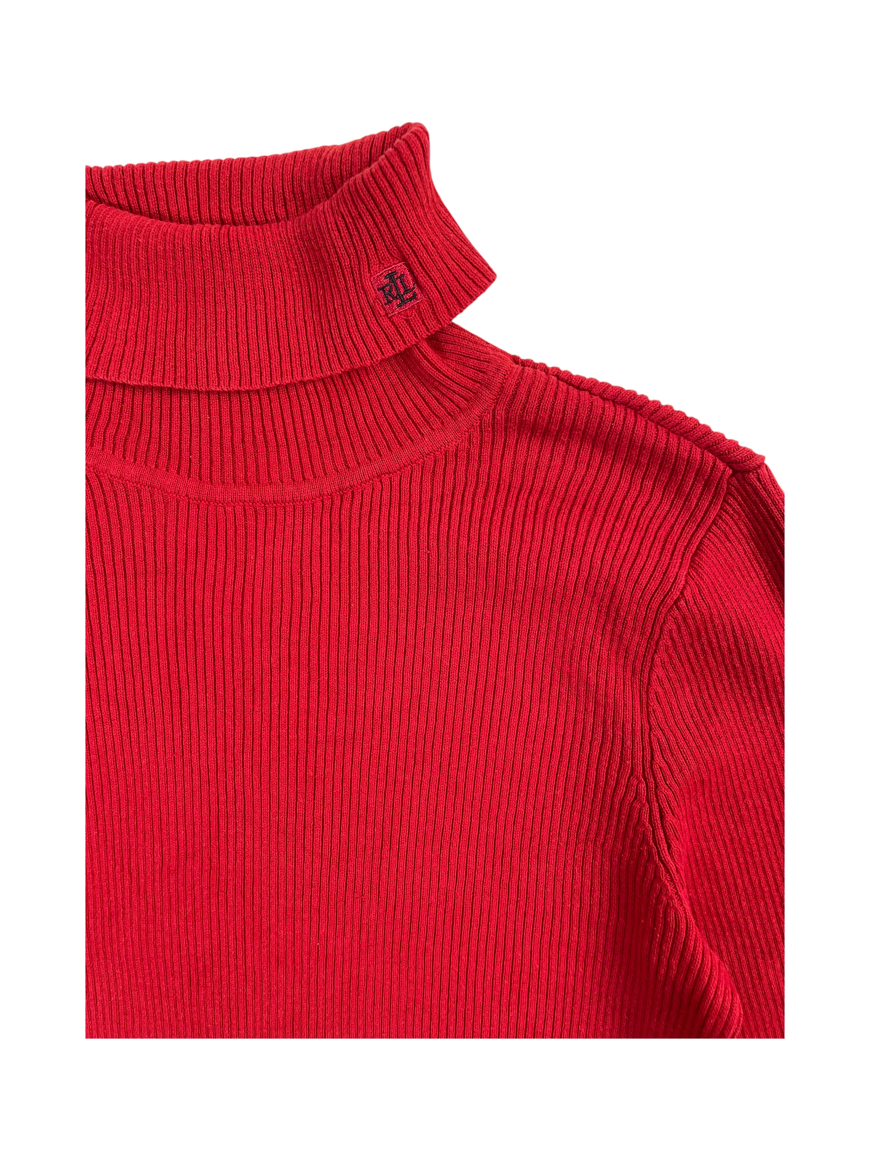Lauren Ralph Lauren Ribbed Turtleneck Sweater Red Classic