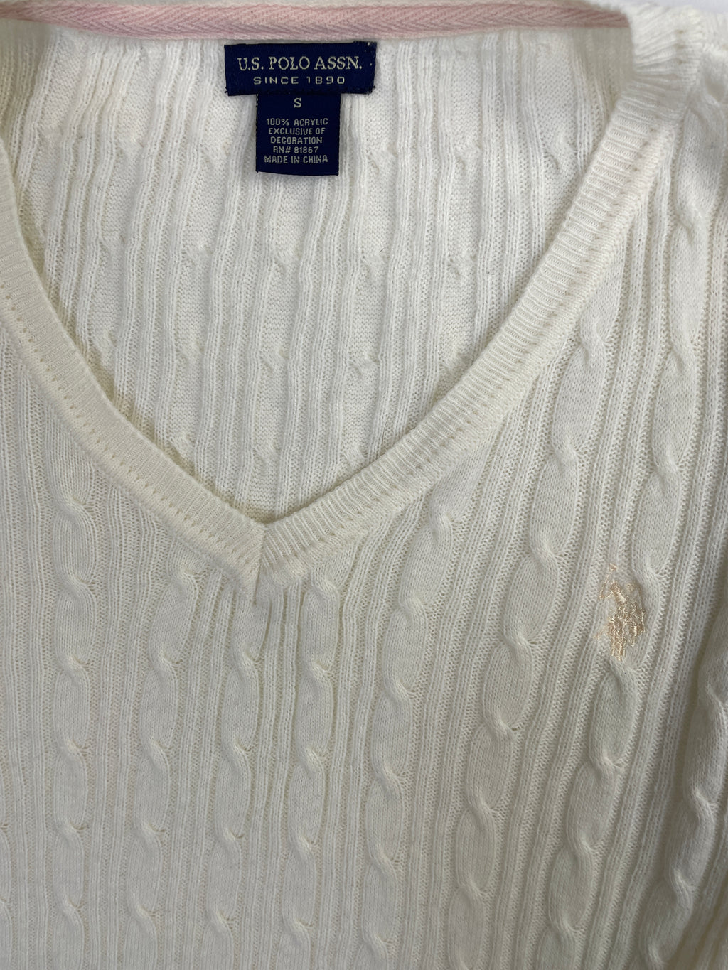 U.S. Polo Assn. Cable Knit V-Neck Sweater