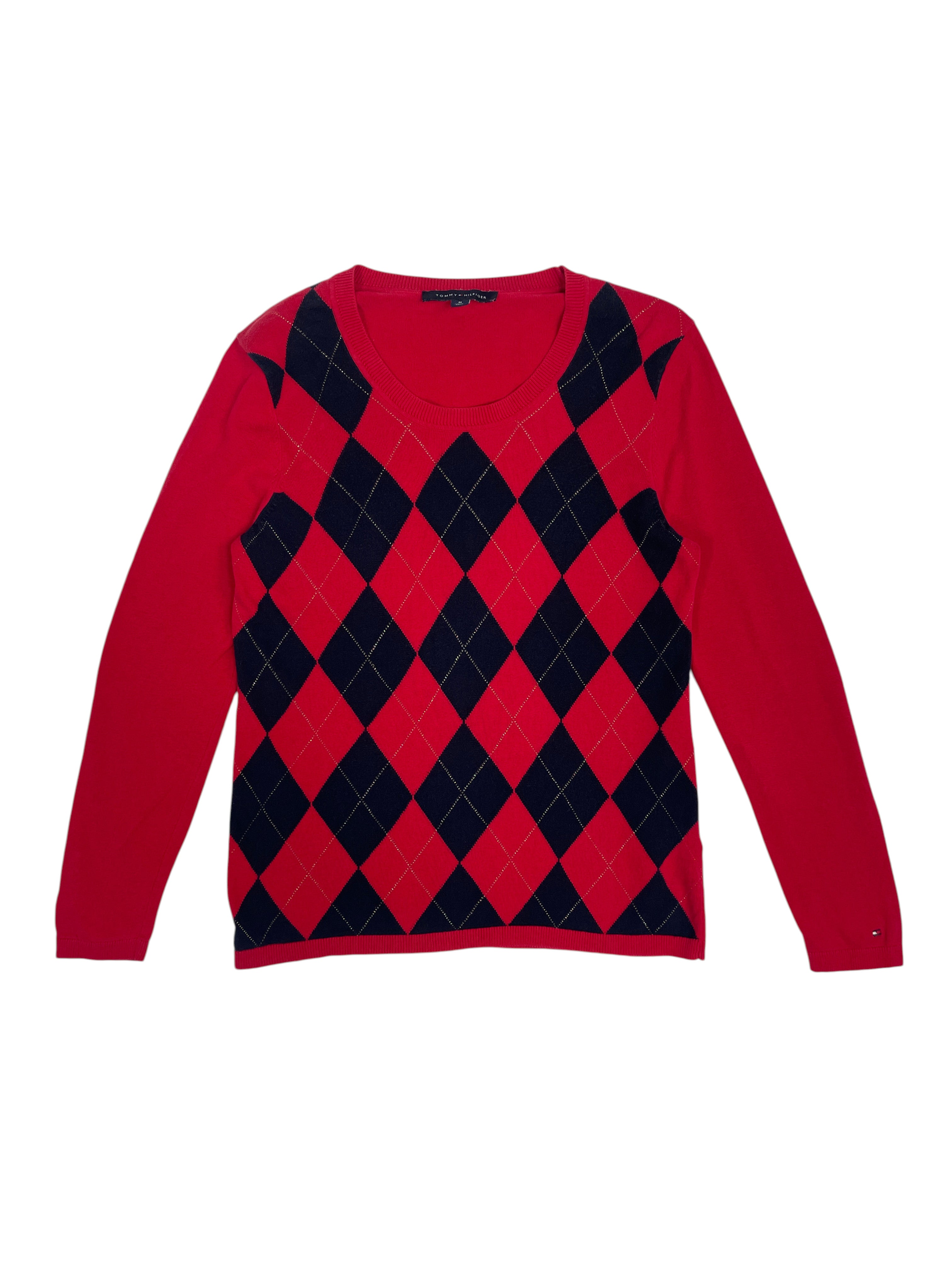 Tommy Hilfiger Argyle Sweater Red Navy Diamond