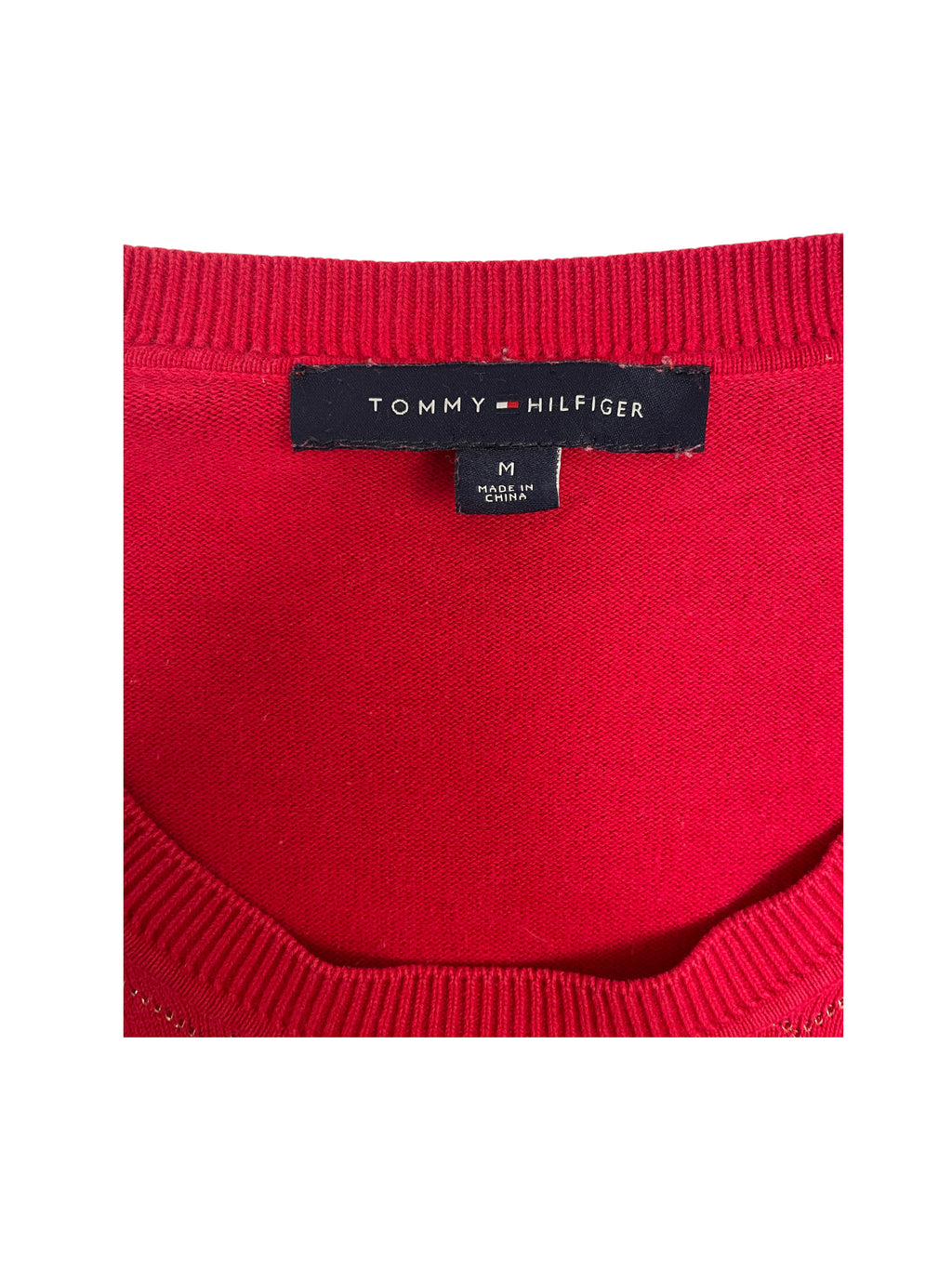 Tommy Hilfiger Argyle Sweater Red Navy Diamond